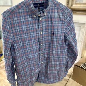 Ralph Lauren Boys Blue and Pink Plaid Shirt